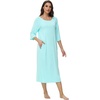 image:imageWiWi Womens Viscose from Bamboo Nightgowns 34 Sleeves Nightshirts Full Length Soft Knit Sleep Shirts SXXLAaqua