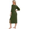 image:imageWiWi Womens Viscose from Bamboo Nightgowns 34 Sleeves Nightshirts Full Length Soft Knit Sleep Shirts SXXLAarmy Green