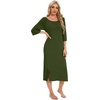 image:imageWiWi Womens Viscose from Bamboo Nightgowns 34 Sleeves Nightshirts Full Length Soft Knit Sleep Shirts SXXLAarmy Green