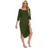 image:imageWiWi Womens Viscose from Bamboo Nightgowns 34 Sleeves Nightshirts Full Length Soft Knit Sleep Shirts SXXLAarmy Green