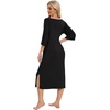 image:imageWiWi Womens Viscose from Bamboo Nightgowns 34 Sleeves Nightshirts Full Length Soft Knit Sleep Shirts SXXLAblack