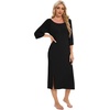 image:imageWiWi Womens Viscose from Bamboo Nightgowns 34 Sleeves Nightshirts Full Length Soft Knit Sleep Shirts SXXLAblack