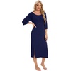 image:imageWiWi Womens Viscose from Bamboo Nightgowns 34 Sleeves Nightshirts Full Length Soft Knit Sleep Shirts SXXLAnavy