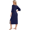 image:imageWiWi Womens Viscose from Bamboo Nightgowns 34 Sleeves Nightshirts Full Length Soft Knit Sleep Shirts SXXLAnavy