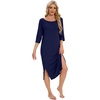 image:imageWiWi Womens Viscose from Bamboo Nightgowns 34 Sleeves Nightshirts Full Length Soft Knit Sleep Shirts SXXLAnavy