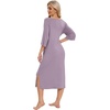 image:imageWiWi Womens Viscose from Bamboo Nightgowns 34 Sleeves Nightshirts Full Length Soft Knit Sleep Shirts SXXLAviolet