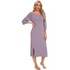 image:imageWiWi Womens Viscose from Bamboo Nightgowns 34 Sleeves Nightshirts Full Length Soft Knit Sleep Shirts SXXLAviolet
