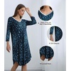 image:imageWiWi Womens Viscose from Bamboo Nightgowns 34 Sleeves Nightshirts Full Length Soft Knit Sleep Shirts SXXLBblue Flowers
