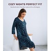 image:imageWiWi Womens Viscose from Bamboo Nightgowns 34 Sleeves Nightshirts Full Length Soft Knit Sleep Shirts SXXLBblue Flowers