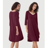 image:imageWiWi Womens Viscose from Bamboo Nightgowns 34 Sleeves Nightshirts Full Length Soft Knit Sleep Shirts SXXLBbrownish Red