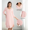 image:imageWiWi Womens Viscose from Bamboo Nightgowns 34 Sleeves Nightshirts Full Length Soft Knit Sleep Shirts SXXLBcream Pink