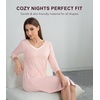 image:imageWiWi Womens Viscose from Bamboo Nightgowns 34 Sleeves Nightshirts Full Length Soft Knit Sleep Shirts SXXLBcream Pink