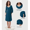 image:imageWiWi Womens Viscose from Bamboo Nightgowns 34 Sleeves Nightshirts Full Length Soft Knit Sleep Shirts SXXLBpeacock Blue