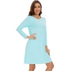 image:imageWiWi Womens Viscose from Bamboo Nightgowns Long Sleeve Cooling Crewneck Sleepshirts Casual Gown Super Soft Sleep Shirt SXXLAaqua