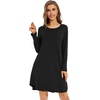 image:imageWiWi Womens Viscose from Bamboo Nightgowns Long Sleeve Cooling Crewneck Sleepshirts Casual Gown Super Soft Sleep Shirt SXXLBblack