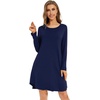 image:imageWiWi Womens Viscose from Bamboo Nightgowns Long Sleeve Cooling Crewneck Sleepshirts Casual Gown Super Soft Sleep Shirt SXXLBnavy