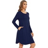 image:imageWiWi Womens Viscose from Bamboo Nightgowns Long Sleeve Cooling Crewneck Sleepshirts Casual Gown Super Soft Sleep Shirt SXXLBnavy