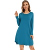 image:imageWiWi Womens Viscose from Bamboo Nightgowns Long Sleeve Cooling Crewneck Sleepshirts Casual Gown Super Soft Sleep Shirt SXXLBteal Blue