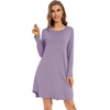 image:imageWiWi Womens Viscose from Bamboo Nightgowns Long Sleeve Cooling Crewneck Sleepshirts Casual Gown Super Soft Sleep Shirt SXXLBviolet