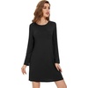 image:imageWiWi Womens Viscose from Bamboo Nightgowns Long Sleeve Cooling Crewneck Sleepshirts Casual Gown Super Soft Sleep Shirt SXXLCblack