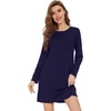 image:imageWiWi Womens Viscose from Bamboo Nightgowns Long Sleeve Cooling Crewneck Sleepshirts Casual Gown Super Soft Sleep Shirt SXXLCnavy