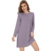 image:imageWiWi Womens Viscose from Bamboo Nightgowns Long Sleeve Cooling Crewneck Sleepshirts Casual Gown Super Soft Sleep Shirt SXXLCviolet