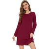 image:imageWiWi Womens Viscose from Bamboo Nightgowns Long Sleeve Cooling Crewneck Sleepshirts Casual Gown Super Soft Sleep Shirt SXXLCwine