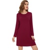 image:imageWiWi Womens Viscose from Bamboo Nightgowns Long Sleeve Cooling Crewneck Sleepshirts Casual Gown Super Soft Sleep Shirt SXXLCwine