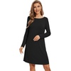 image:imageWiWi Womens Viscose from Bamboo Nightgowns Long Sleeve Cooling Crewneck Sleepshirts Casual Gown Super Soft Sleep Shirt SXXLDblack