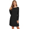 image:imageWiWi Womens Viscose from Bamboo Nightgowns Long Sleeve Cooling Crewneck Sleepshirts Casual Gown Super Soft Sleep Shirt SXXLDblack