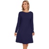 image:imageWiWi Womens Viscose from Bamboo Nightgowns Long Sleeve Cooling Crewneck Sleepshirts Casual Gown Super Soft Sleep Shirt SXXLDnavy