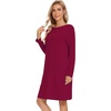 image:imageWiWi Womens Viscose from Bamboo Nightgowns Long Sleeve Cooling Crewneck Sleepshirts Casual Gown Super Soft Sleep Shirt SXXLDwine