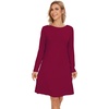image:imageWiWi Womens Viscose from Bamboo Nightgowns Long Sleeve Cooling Crewneck Sleepshirts Casual Gown Super Soft Sleep Shirt SXXLDwine