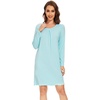 image:imageWiWi Womens Viscose from Bamboo Nightgowns Long Sleeve Cooling Crewneck Sleepshirts Casual Gown Super Soft Sleep Shirt SXXLEaqua