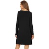 image:imageWiWi Womens Viscose from Bamboo Nightgowns Long Sleeve Cooling Crewneck Sleepshirts Casual Gown Super Soft Sleep Shirt SXXLEblack