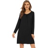 image:imageWiWi Womens Viscose from Bamboo Nightgowns Long Sleeve Cooling Crewneck Sleepshirts Casual Gown Super Soft Sleep Shirt SXXLEblack