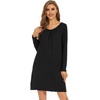 image:imageWiWi Womens Viscose from Bamboo Nightgowns Long Sleeve Cooling Crewneck Sleepshirts Casual Gown Super Soft Sleep Shirt SXXLEblack
