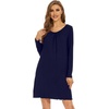 image:imageWiWi Womens Viscose from Bamboo Nightgowns Long Sleeve Cooling Crewneck Sleepshirts Casual Gown Super Soft Sleep Shirt SXXLEnavy