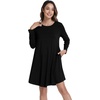 image:imageWiWi Womens Viscose from Bamboo Nightgowns Long Sleeve Cooling Crewneck Sleepshirts Casual Gown Super Soft Sleep Shirt SXXLFblack