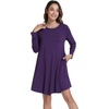 image:imageWiWi Womens Viscose from Bamboo Nightgowns Long Sleeve Cooling Crewneck Sleepshirts Casual Gown Super Soft Sleep Shirt SXXLFdark Purple