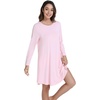 image:imageWiWi Womens Viscose from Bamboo Nightgowns Long Sleeve Cooling Crewneck Sleepshirts Casual Gown Super Soft Sleep Shirt SXXLFpink