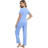 image:imageWiWi Womens Viscose from Bamboo Pajamas Set 2 Piece Soft Top with Long Pants Pjs Sleepwear Lightweight Loungewear Sets SXXLAair Blue