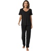 image:imageWiWi Womens Viscose from Bamboo Pajamas Set 2 Piece Soft Top with Long Pants Pjs Sleepwear Lightweight Loungewear Sets SXXLAblack