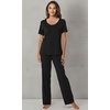image:imageWiWi Womens Viscose from Bamboo Pajamas Set 2 Piece Soft Top with Long Pants Pjs Sleepwear Lightweight Loungewear Sets SXXLAblack
