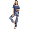 image:imageWiWi Womens Viscose from Bamboo Pajamas Set 2 Piece Soft Top with Long Pants Pjs Sleepwear Lightweight Loungewear Sets SXXLAblue DepthGray Peony