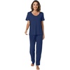 image:imageWiWi Womens Viscose from Bamboo Pajamas Set 2 Piece Soft Top with Long Pants Pjs Sleepwear Lightweight Loungewear Sets SXXLAdark Blue
