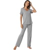 image:imageWiWi Womens Viscose from Bamboo Pajamas Set 2 Piece Soft Top with Long Pants Pjs Sleepwear Lightweight Loungewear Sets SXXLAheather Grey
