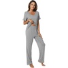image:imageWiWi Womens Viscose from Bamboo Pajamas Set 2 Piece Soft Top with Long Pants Pjs Sleepwear Lightweight Loungewear Sets SXXLAheather Grey
