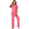 image:imageWiWi Womens Viscose from Bamboo Pajamas Set 2 Piece Soft Top with Long Pants Pjs Sleepwear Lightweight Loungewear Sets SXXLAhot Pink