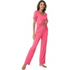 image:imageWiWi Womens Viscose from Bamboo Pajamas Set 2 Piece Soft Top with Long Pants Pjs Sleepwear Lightweight Loungewear Sets SXXLAhot Pink